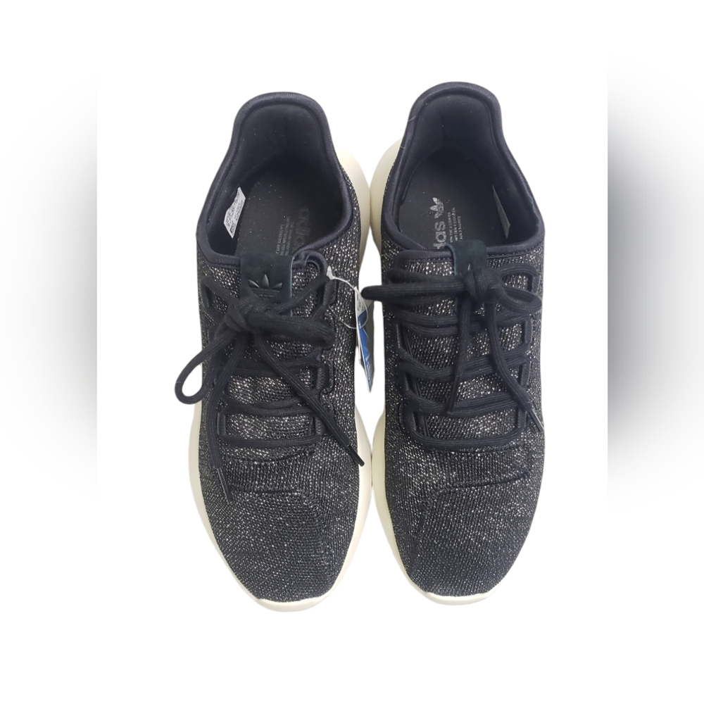 NWT Adidas Tubular Shadow Knit Black Glitter Sneakers Size 8 Athletic - Picture 2 of 14